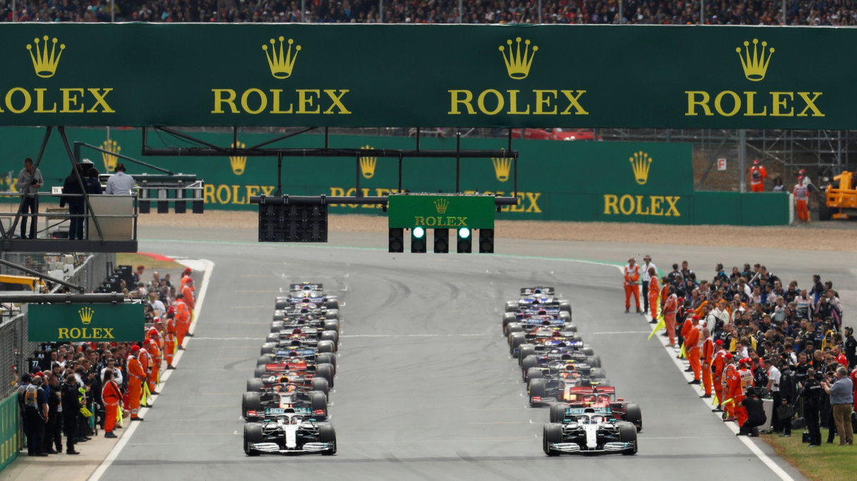 FILE PHOTO: Mercedes' drivers Lewis Hamilton and Valtteri Bottas in action at the 2019 British Grand