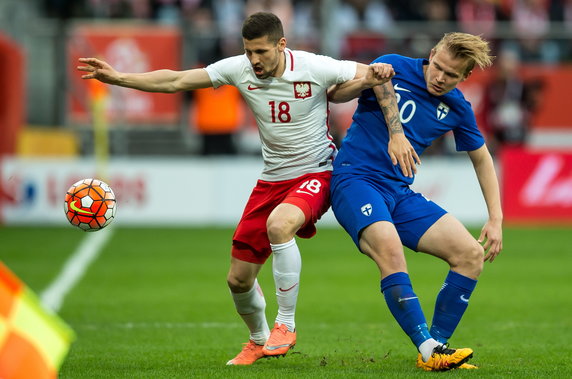 PIŁKA NOŻNA MECZ TOWARZYSKI POLSKA - FINLANDIA (Paweł Wszołek Joel Pohjanpalo )