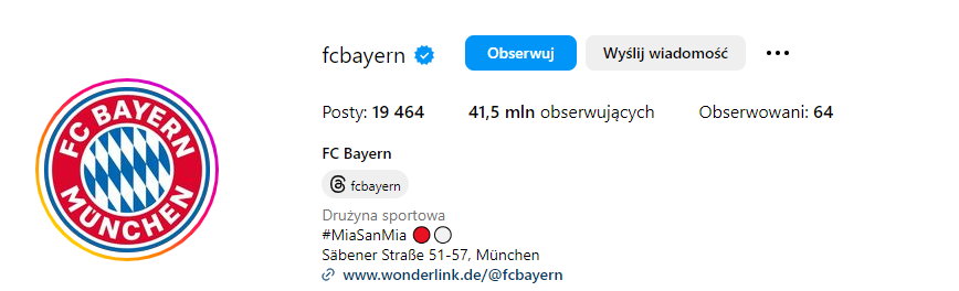 Instagram Bayernu Monachium