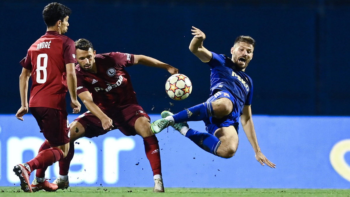 Andre Martins, Mateusz Wieteska (Legia Warszawa) i Bruno Petković (Dinamo Zagrzeb)