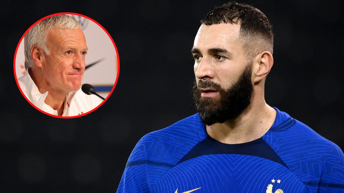 Didier Deschamps (w kółku) i Karim Benzema