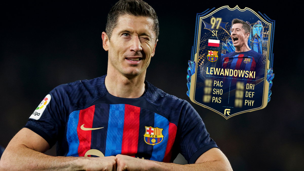 Robert Lewandowski z kartą TOTS w FIFA 23