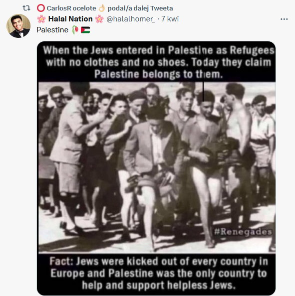 Tweet o Żydach podany przez ocelote'a