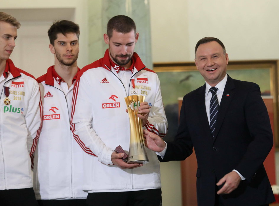 Aleksander Śliwka w 2018 r., po mistrzostwie świata, u prezydenta Andrzeja Dudy
