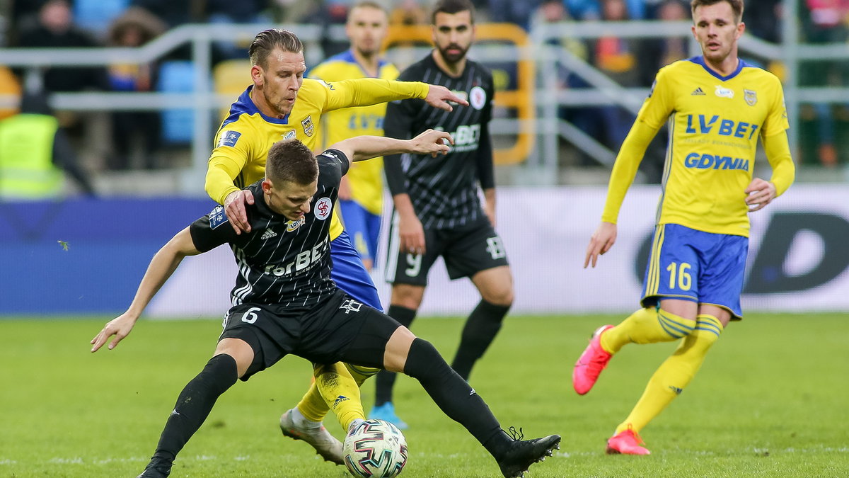 Maciej Wolski (ŁKS Łódź) i Adam Danch (Arka Gdynia)