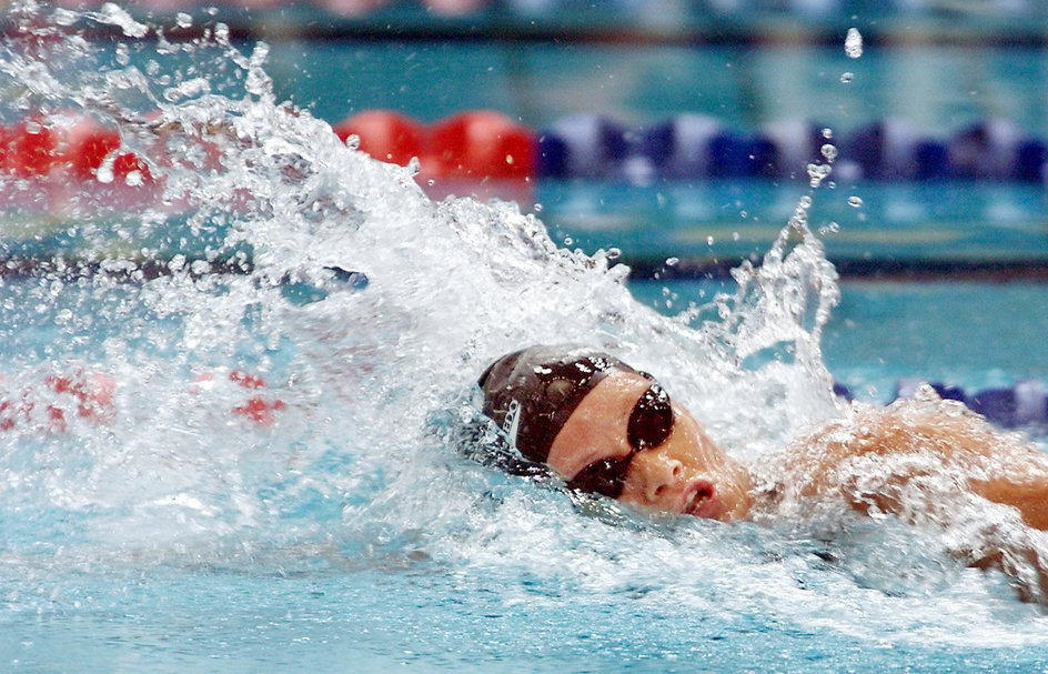  Inge De Bruijn w wyścigu 4 x 100 m stylem zmiennym podczas Igrzysk Dobrej Woli