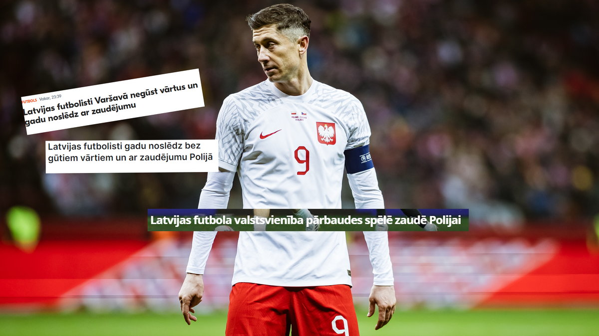 Robert Lewandowski i łotewskie media po meczu