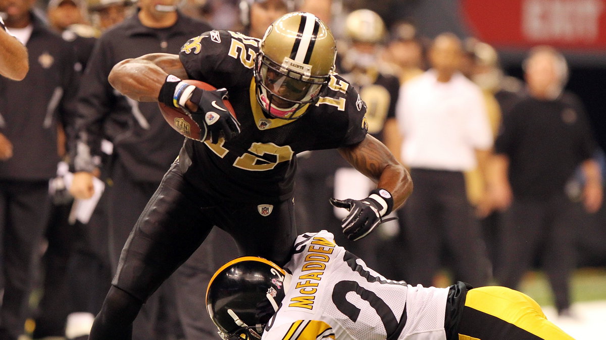 Marques Colston z New Orleans Saints (L) i Bryant McFadden