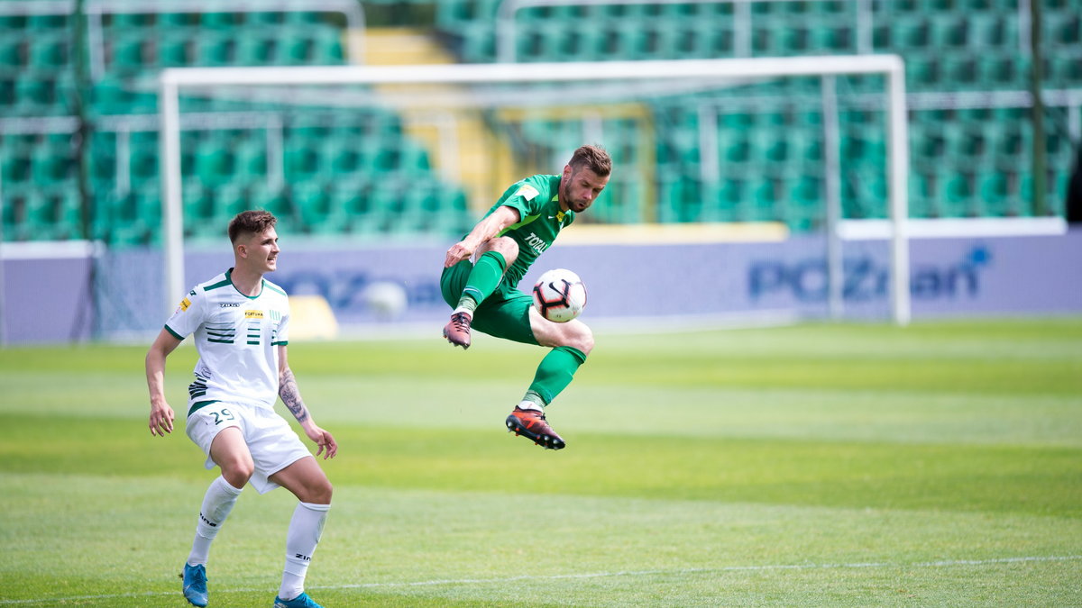 Michał Grobelny (Warta Poznań) i Maciej Kona (Olimpia Grudziądz)