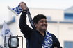 epa06893528 - BELARUS SOCCER MARADONA (Maradona arrives in Brest)