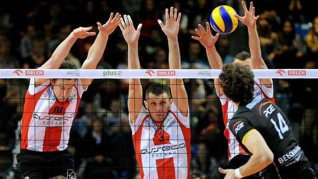 Asseco Resovia - PGE Skra/Schoeps i Grzyb blokują Atanasijevicia 