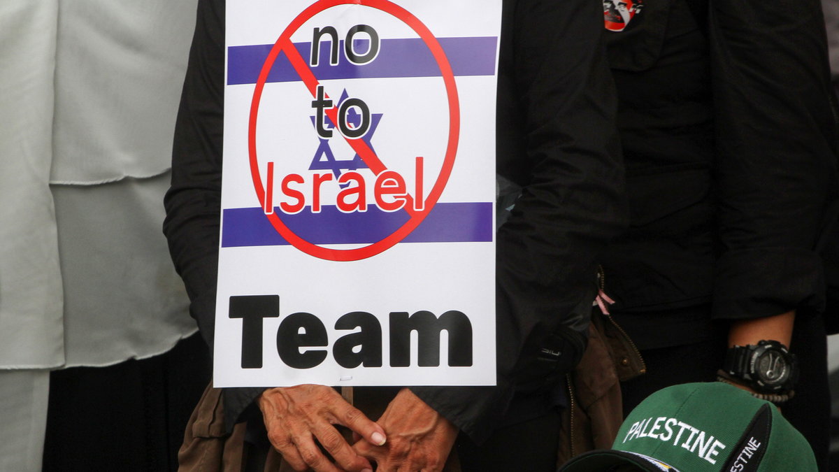 Protest przeciwko drużynie Izraela