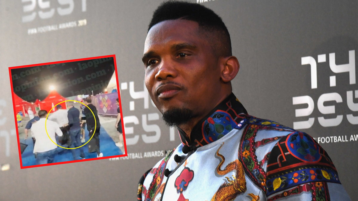 Samuel Eto'o kopnięciem powalił kibica na ziemię (screen: LaOpinionLA)