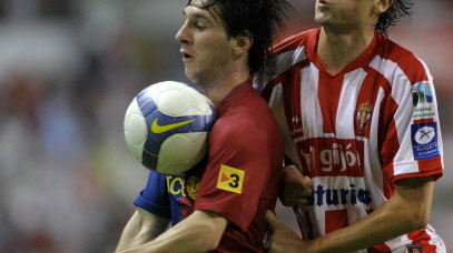 Lionel Messi w meczu FC Barcelona - Sporting Gijon