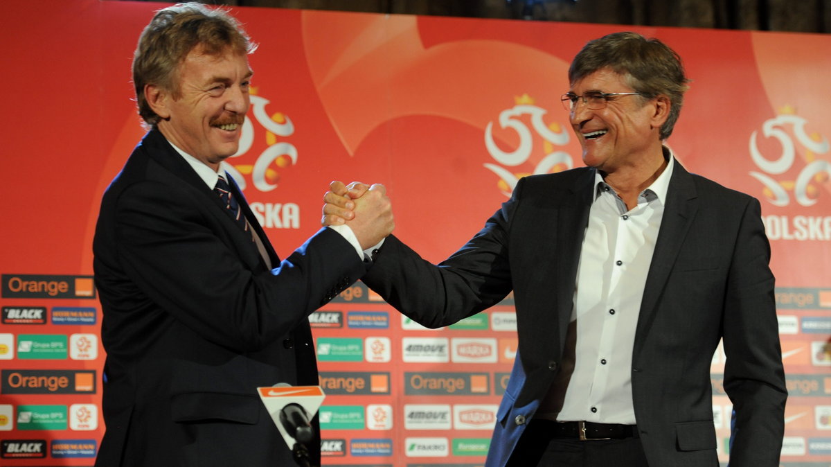 Zbigniew Boniek (L) i Adam Nawałka