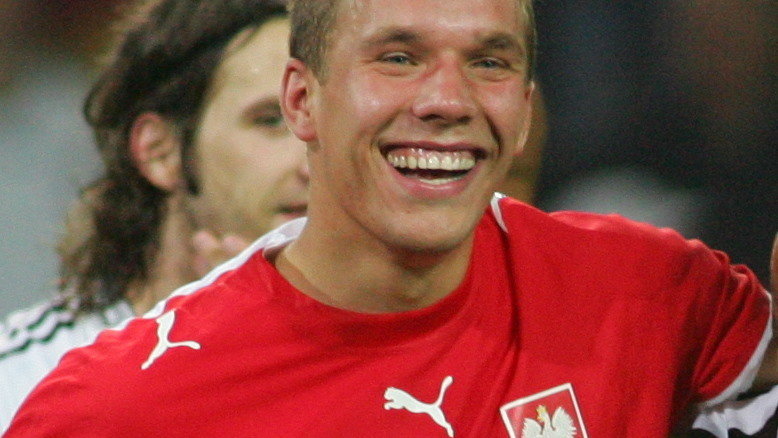 Lukas Podolski w koszulce reprezentacji Polski po meczu Niemcy - Polska (2006 rok)