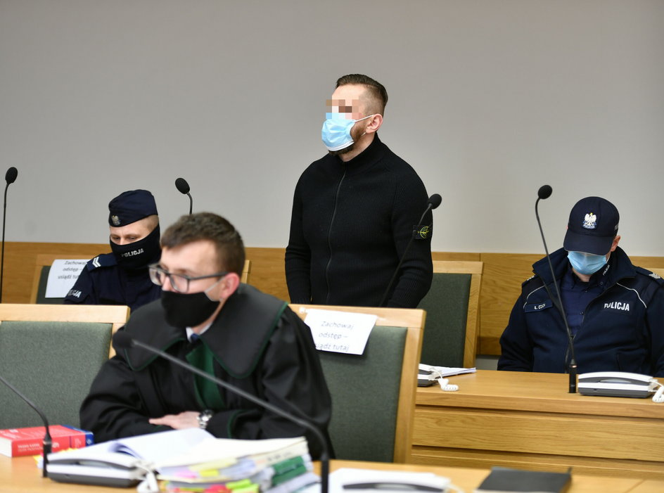 "Misiek" przed krakowskim sądem w lutym 2021 r.
