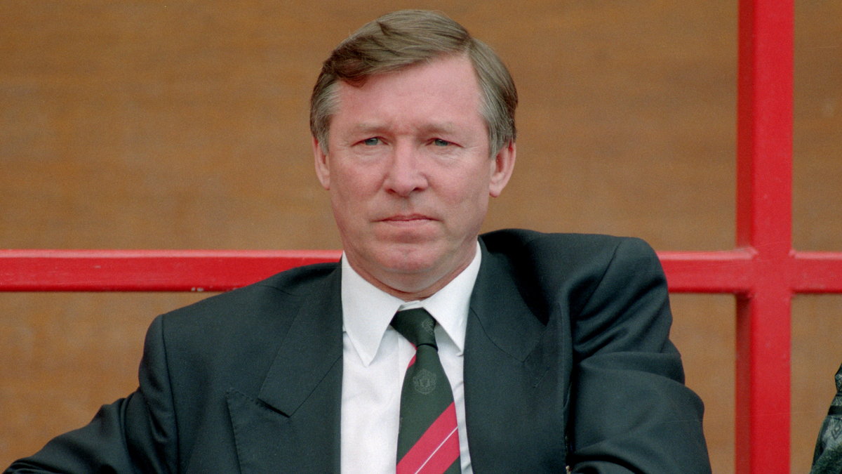 Sir Alex Ferguson w trakcie meczu Manchesteru United (14 marca 1993 r.)