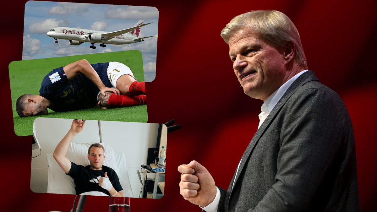 Oliver Kahn, Manuel Neuer, Lucas Hernendez, samolot Qatar Airlines