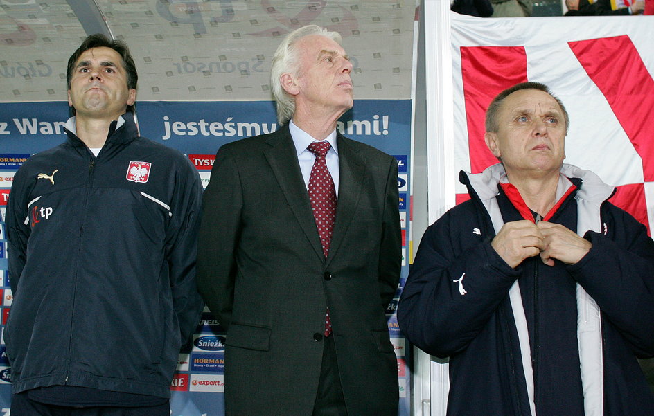 Od lewej: Dariusz Dziekanowski, Leo Beenhakker i Bogusław Kaczmarek (29.03.2007 r.).
