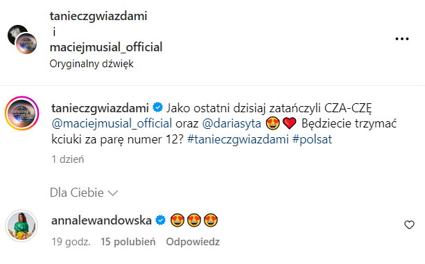 Anna Lewandowska zareagowała na występ Macieja Musiała w "Tańcu z gwiazdami"