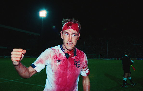 Terry Butcher podczas meczu Szwecja - Anglia (0:0) w 1989 roku w kwal. MŚ
