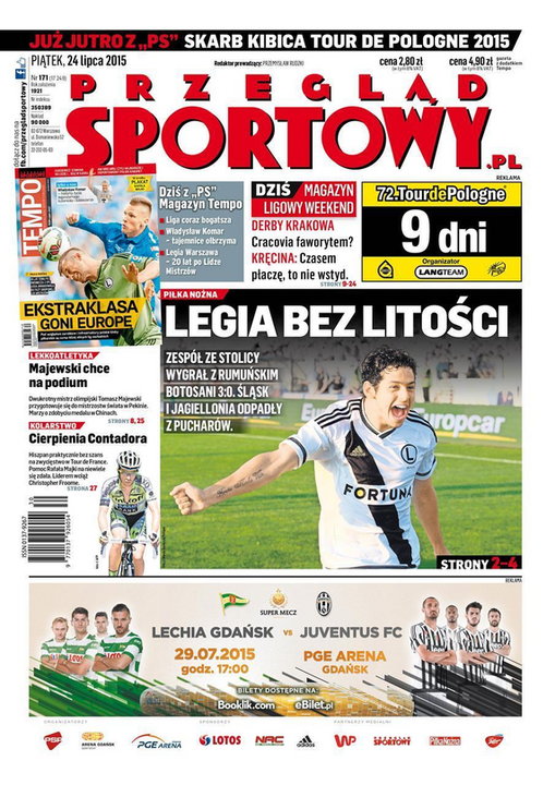Okładka "Przeglądu Sportowego" z 24 lipca 2015