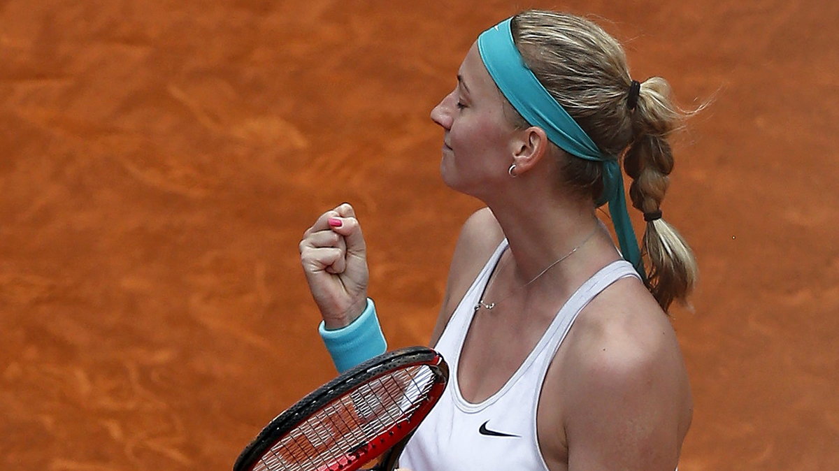 Kvitova of the Czech Republic celebrates after winning against Williams of the U.S. during their semi-final match at the Madrid Open tennis tournament in Madrid