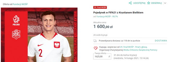 Pojedynek w grę FIFA21 z Krystianem Bielikiem