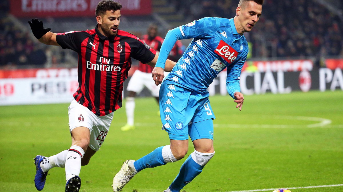 Arkadiusz Milik w meczu AC Milan - Napoli