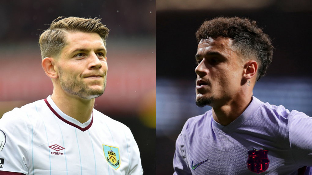 James Tarkowski (L) i Philippe Coutinho (P)