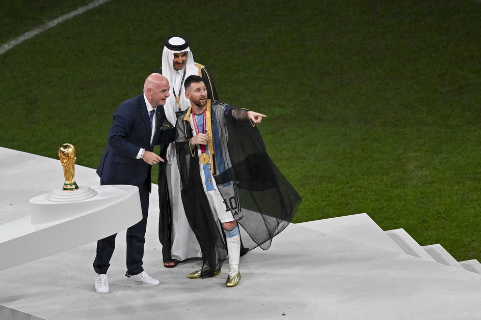 Gianni Infantino, Tamim bin Hamand Al-Thani i Lionel Messi