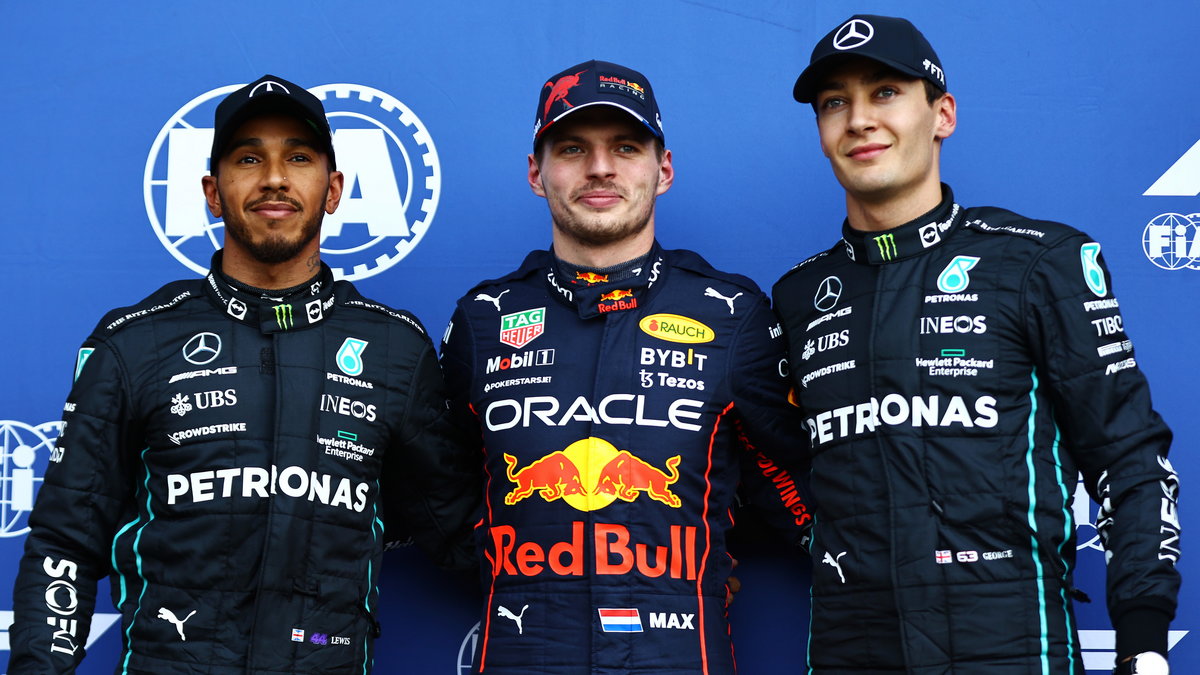 Lewis Hamilton, Max Verstappen i George Russell