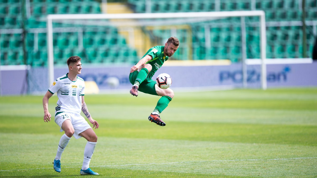 Michał Grobelny (Warta Poznań) i Maciej Kona (Olimpia Grudziądz)