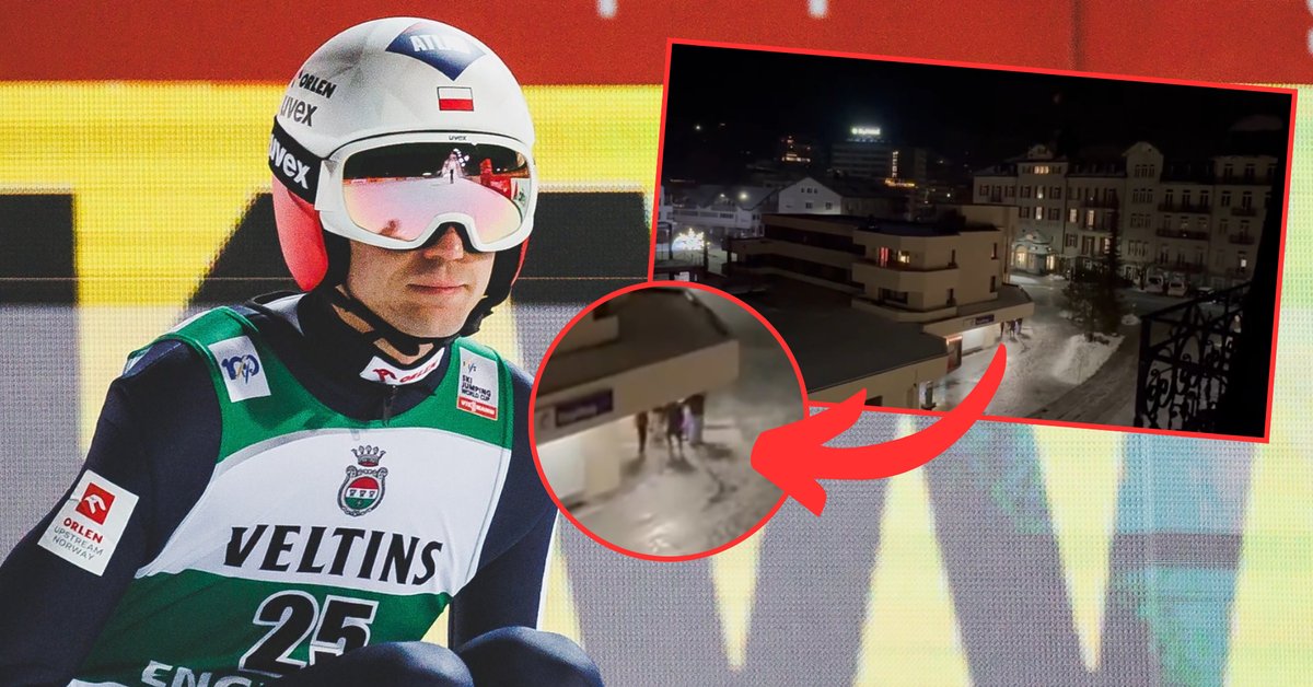 Scenes Outside the Polish Ski Jumpers' Hotel After Midnight