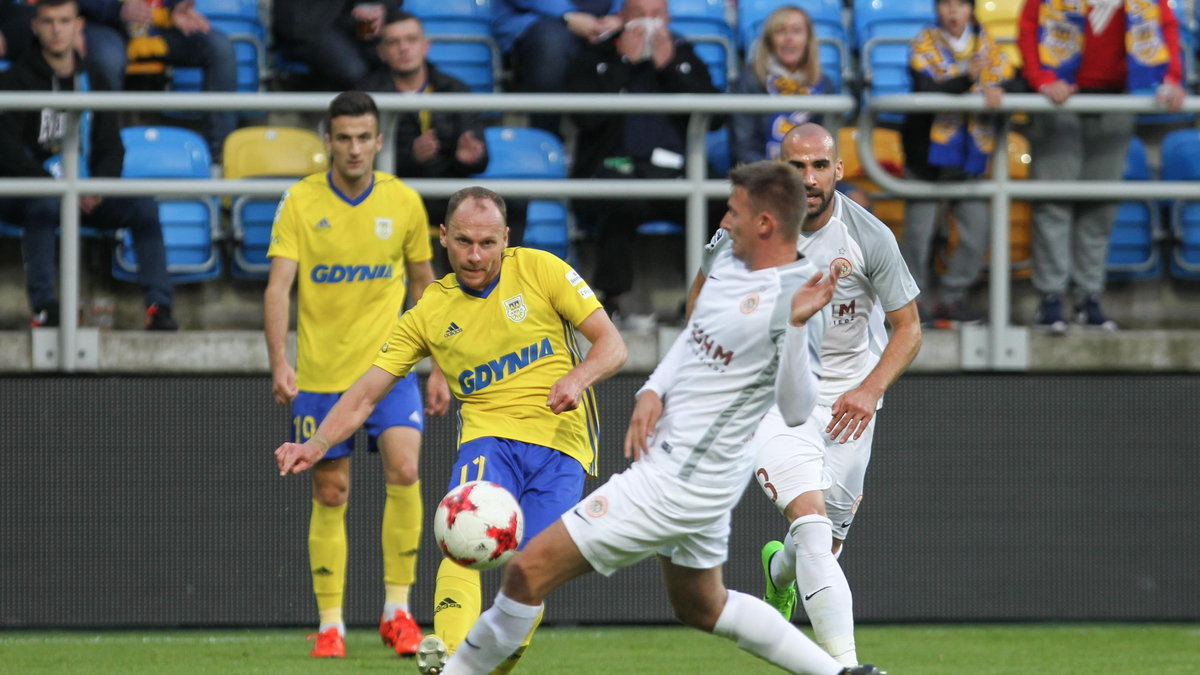 Pilka nozna. Ekstraklasa. Arka Gdynia - Zaglebie Lubin. 15.09.2017