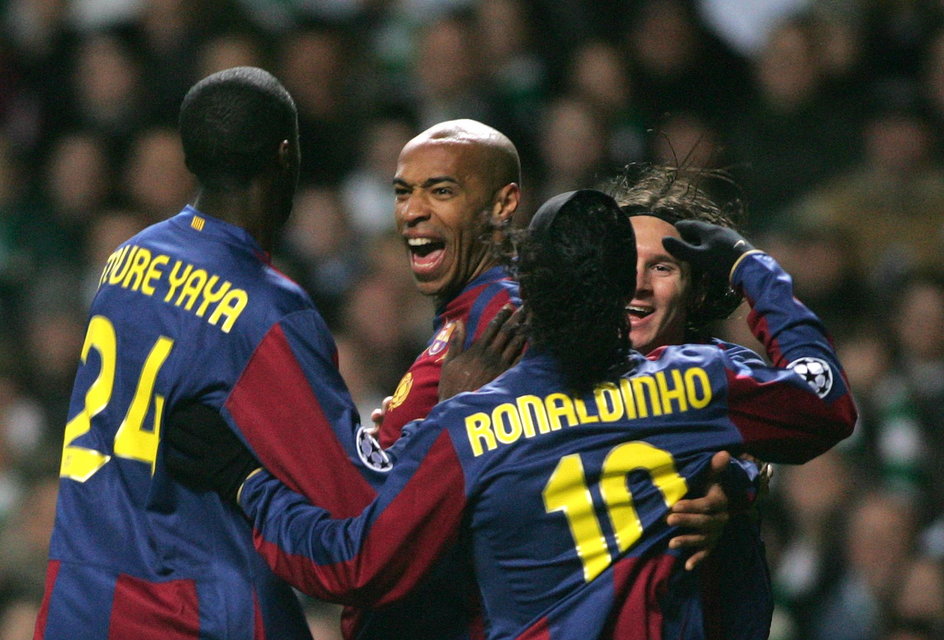 Yaya Toure, Thierry Henry i Ronaldinho w 2008 roku w Glasgow
