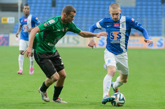 PIŁKA NOŻNA EKSTRAKLASA LECH POZNAŃ GÓRNIK ŁĘCZNA (Maciej Szmatiuk Szymon Pawłowski )