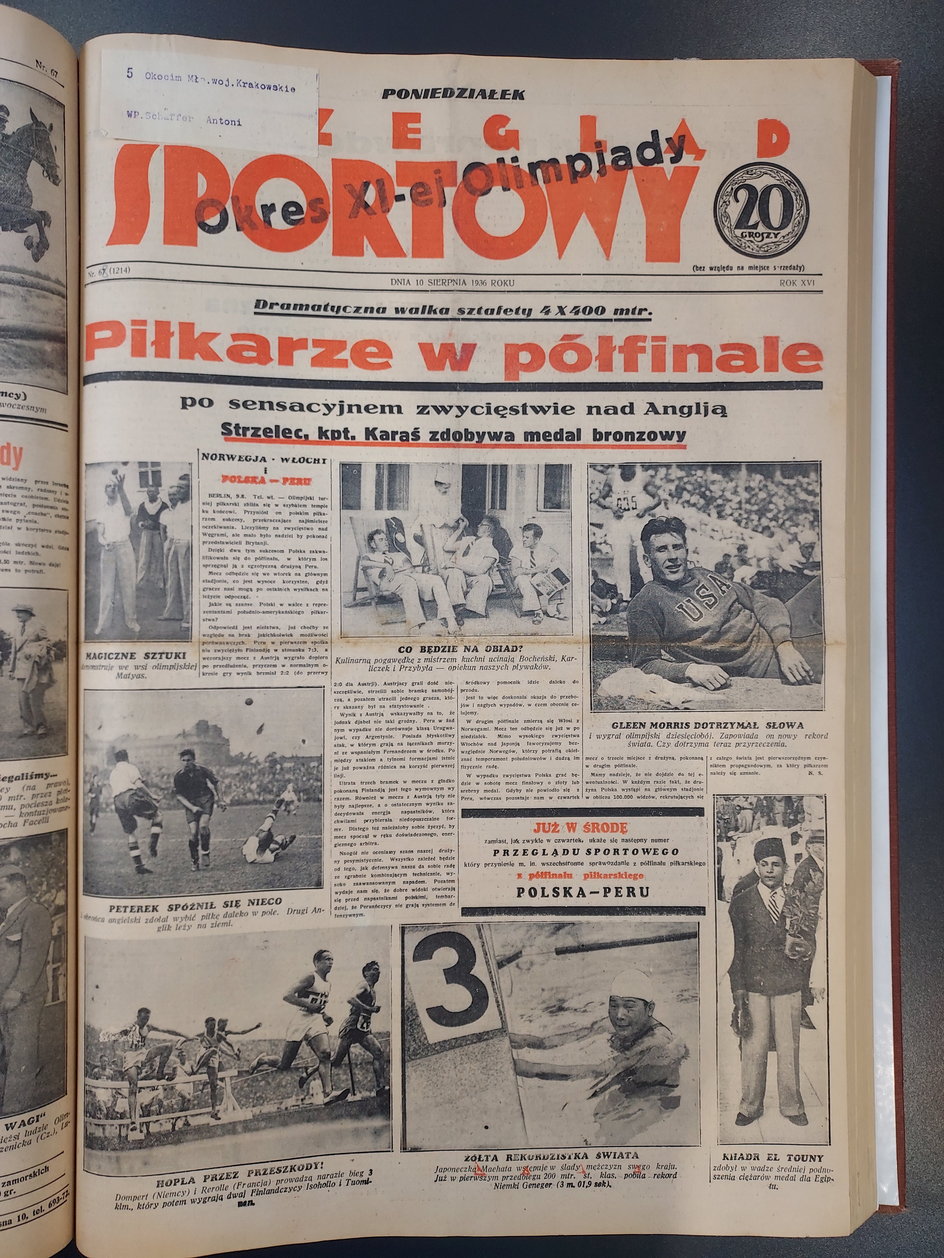 Okładka "Przeglądu Sportowego” z czasu IO 1936 w Berlinie
