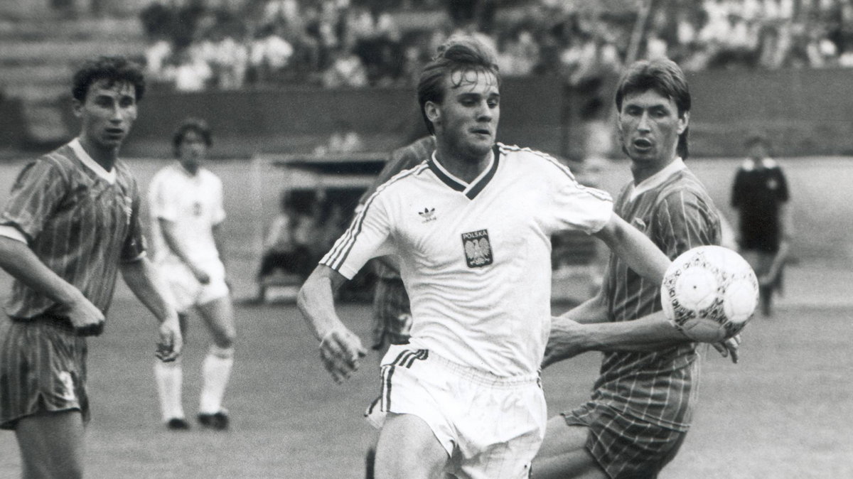 Dariusz Marciniak (w środku) w meczu Polska - Dukla Bańska Bystrzyca 4:1 (Rybnik, 17.07.1987)