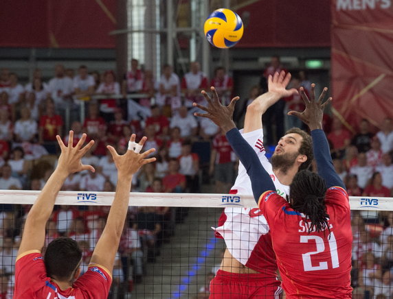 SIATKÓWKA FIVB MISTRZOSTWA ŚWIATA 2014 POLSKA FRANCJA  (Mateusz Mika Nicolas Le Goff Mory Sidibe )