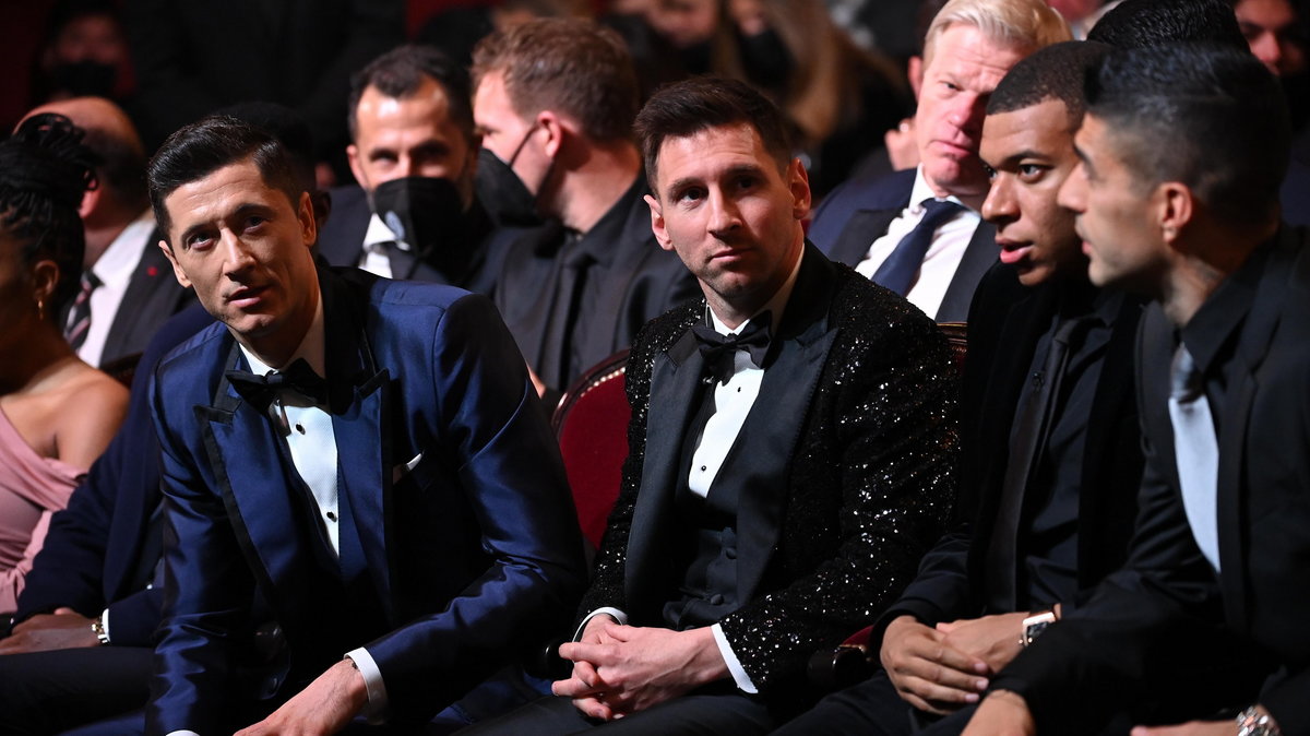Robert Lewandowski i Leo Messi na gali Złotej Piłki