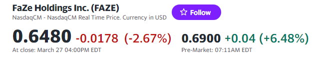 FaZe na Nasdaq