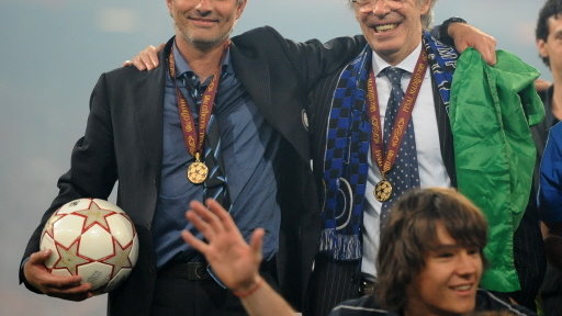 Jose Mourinho (L) i Massimo Moratti