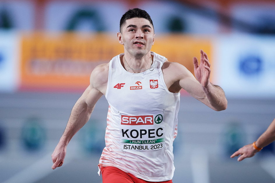 Dominik Kopeć podczas Halowych Mistrzostw Europy w Stambule