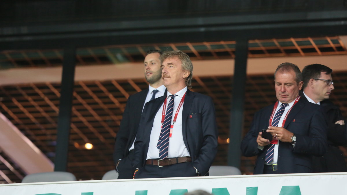 Zbigniew Boniek i Marek Koźmiński na loży stadionu Stożice