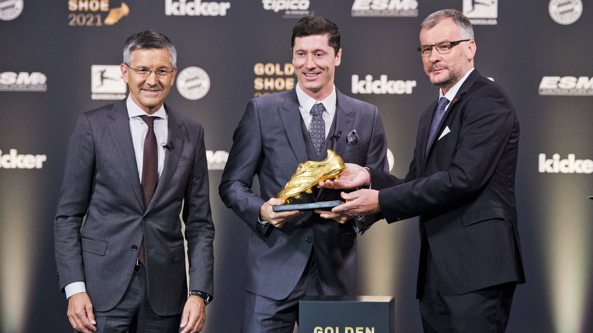 Robert Lewandowski na ceremonii przyznania mu Złotego Buta