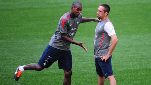 Franck Ribery (z prawej) podczas treningu reprezentacji Francji