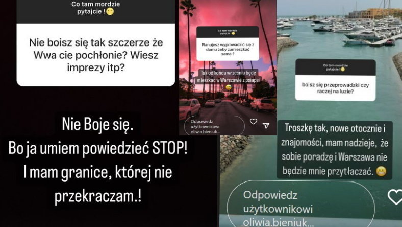 Publikacje Oliwii Bieniuk na Instastories