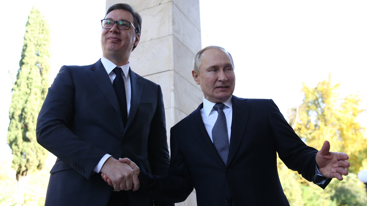 Prezydent Serbii Aleksander Vucic i prezydent Rosji Władimir Putin
